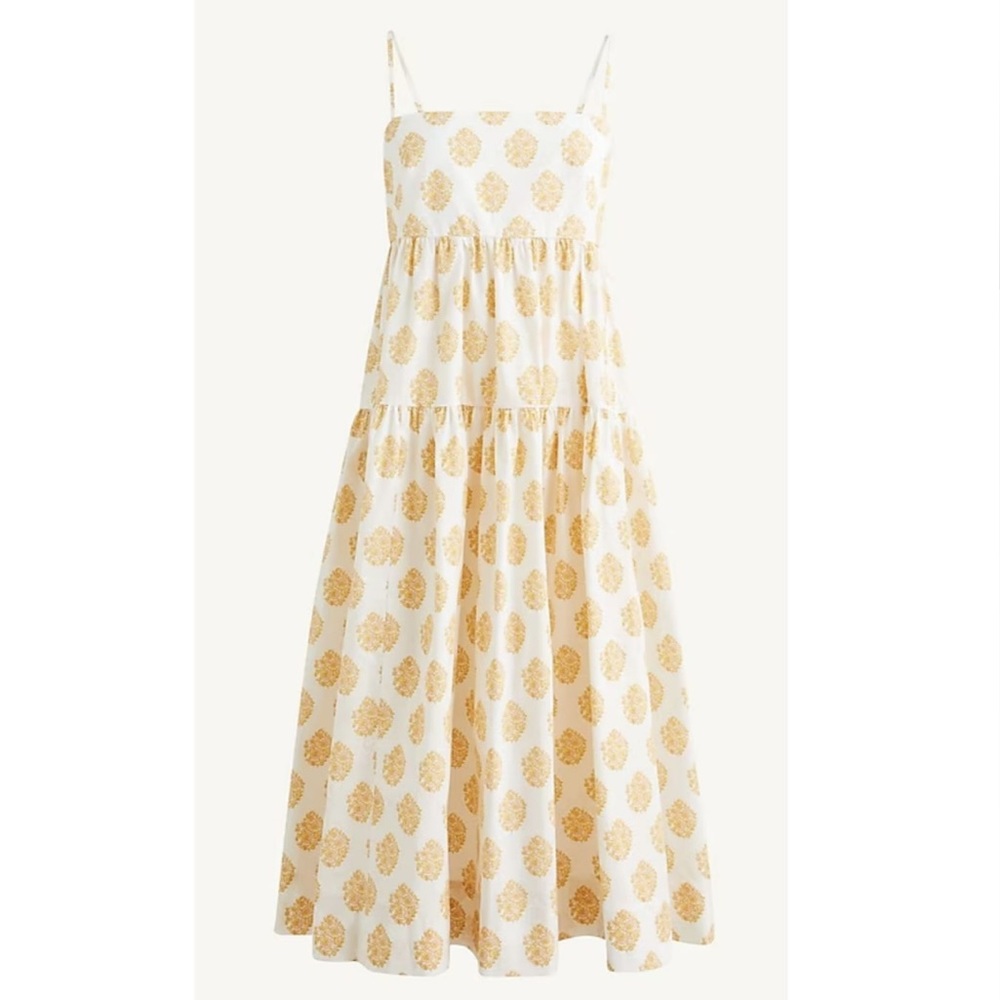 J. Crew Tie Back Tiered Midi Dress in Gathered Floral Block, Size 8 - Picture 4 of 14